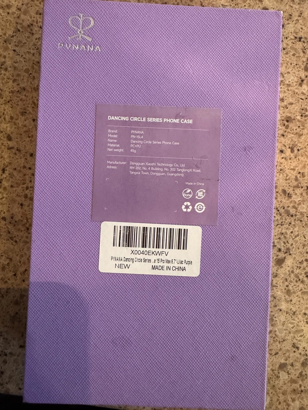iPhone 15 Pro Max phone case NIB purple with glitter